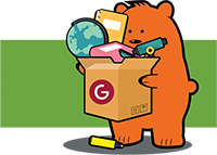 An illustration of a bear holding a moving box