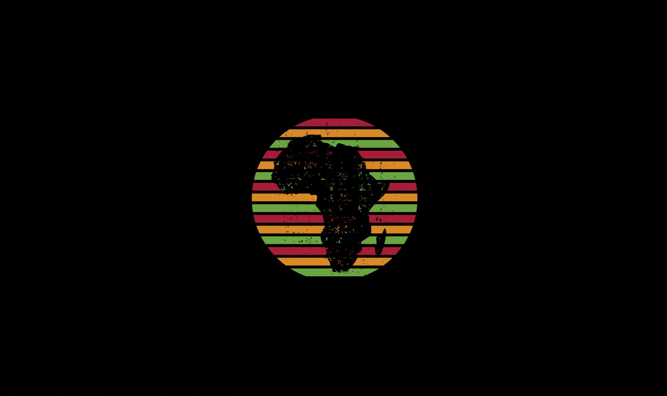 A graphic of Africa on a striped red, green, and yellow background