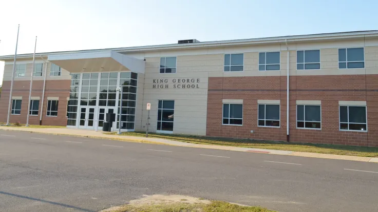 The exterior of King George High School in Virginia